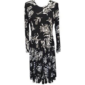 KAMALIKULTURE Women's Large Fit Flare Belted Long Sleeve Dress